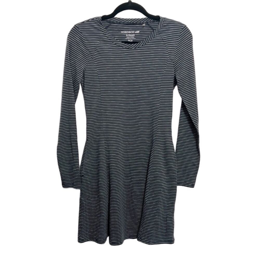 TOAD & CO Navy Blue Stripe Long Sleeve Mini Dress Size XSmall